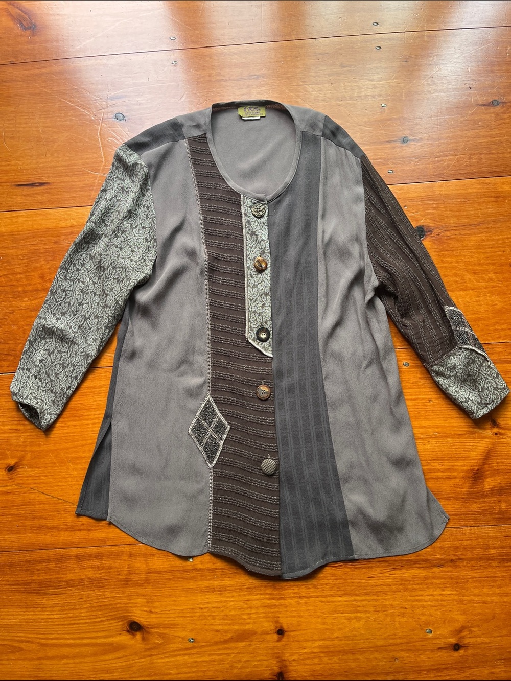 A. Spence Patchwork Button-up tunic